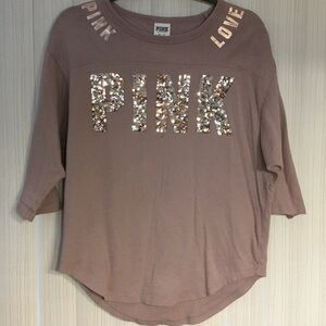 PINK Victoria's Secret Brown Short Sleeve Tee
